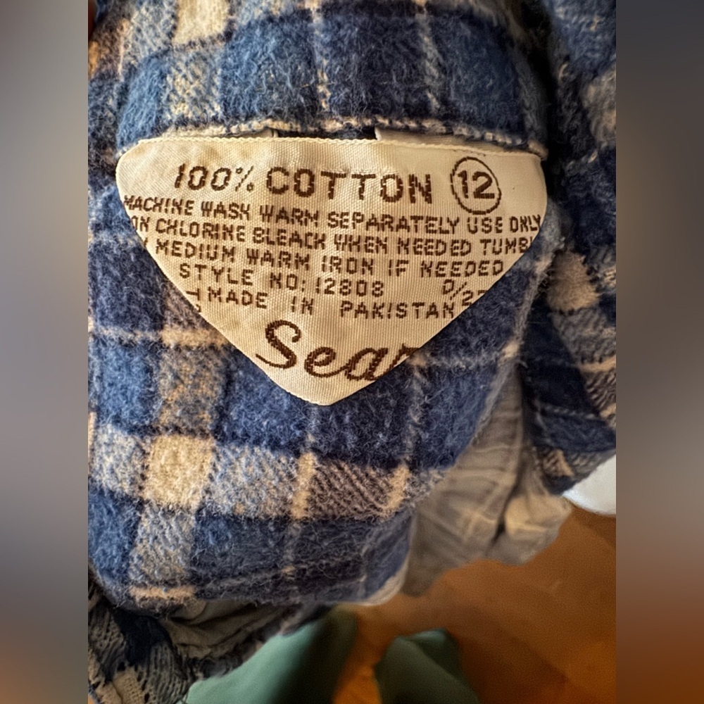 Vintage blue plaid sears 70’s flannel - Picture 2 of 5